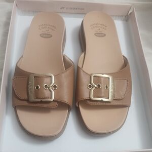 Used! Dr. Scholl's Buckle Slides Sandals Tan Brown 7.5w